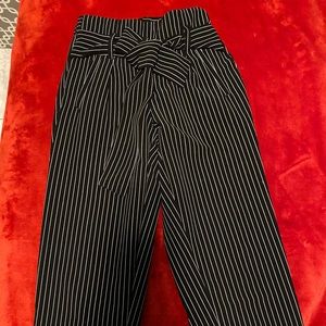 Pin stripe dress pants with belt